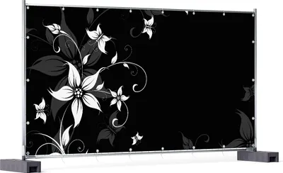 Produktbild von Wallario XXL Outdoor-Poster für Garten oder Balkon, Motiv Blumenranke in Schwarz-Weiß, in ca. 340 x 173 cm