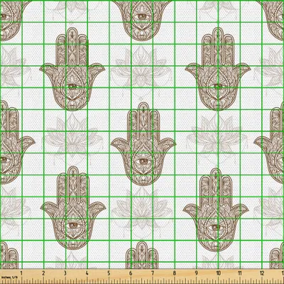 Produktbild von ABAKUHAUS Hamsa Gewebe als Meterware, Nahöstlichen Kultur verblasst Floral Hintergrund Mandala Inspirationen Tribal Tattoo Design, 10 M (148 x 1000 cm), Karamell