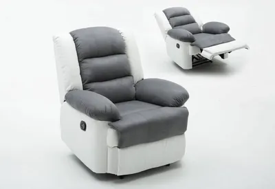 Image de Fauteuil relax "Buckingham" - 85 x 93 x 100 cm - Blanc / Gris clair