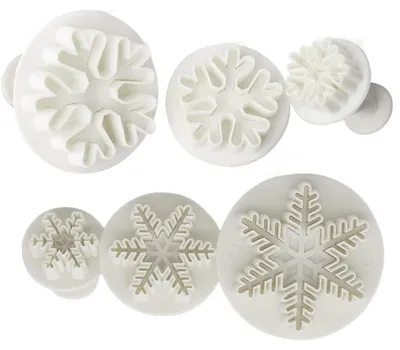 Produktbild von Keksausstecher-Set - 6-teilig für Fondant und Gebäck - Schneeflocken-Design zur Kuchendekoration