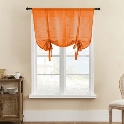 Einfarbige Kurze Gardinen,Landhaus Raffrollo Roman Vorhänge für Balkon Schlafzimmer Wohnzimmer Küche, Farbe: Orange, Größe:120x120cm