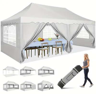 Immagine prodotto di Tenda pop-up per feste - Tenda per feste - Tenda pieghevole - Tenda - Tenda da giardino - Bianca - 3x6 metri - Resistente ai raggi UV