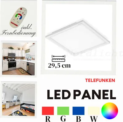 Produktbild von LED Deckenlampe Panel RGB Deckenleuchte mit Fernbedienung dimmbar, Weiß, 18 Watt – Telefunken