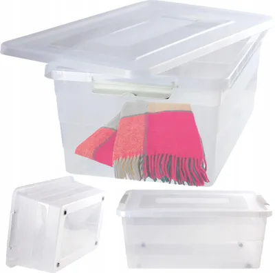 Zdjęcie produktu dla Pojemnik Plastikowy Pudełko Plastikowe Z Pokrywką Na Kółkach Pudło Box 40L