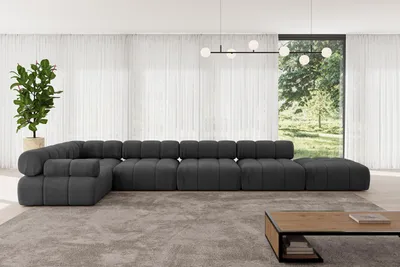 Produktbild von ALTDECOR Modulares Sofa Ecksofa in L-Form - Felto-L3 - 475x190x70 cm Schwarz Corner modular Sofa Eckcouch Couch Wohnlandschaft Cauchsofa Polstersofa