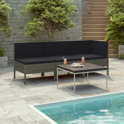 Produktbild von "Rabatt" 3-tlg. Garten-Lounge-Set - Wetterfestes Sitzgruppe - für 2 Personen - mit Auflagen Poly Rattan Grau - Lounge-Dining set CC3662