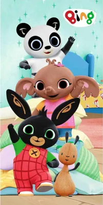 Immagine prodotto di Telo mare per bambini Bing Bunny Flop Sula e Pando 140 x 70 cm 100% cotone