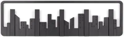 Immagine prodotto di Umbra Hooks Skyline Mehrfach Wandhaken, Aufhänger, Kleiderhaken, Kleideraufhänger, Garderobenhaken, 5 Haken, Kunststoff, Schwarz, 318190040