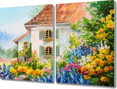 Produktbild von Coloray Hackbrett Kochplattenabdeckung Herdabdeckplatte 2x40x52 cm Schneidebrett Küchenbrett - Das Dorf Blumen Haus der Natur