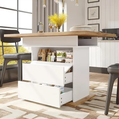 Productafbeelding van Eettafel, uitschuifbaar, 110-140 x 80 cm, wit. Uitschuifbaar en inklapbaar, geschikt voor 4-6 personen