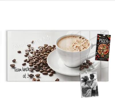 Produktbild von Magnettafel 100x50cm Pinnwand Whiteboard beschreibbar - Kaffeetasse und Bohnen