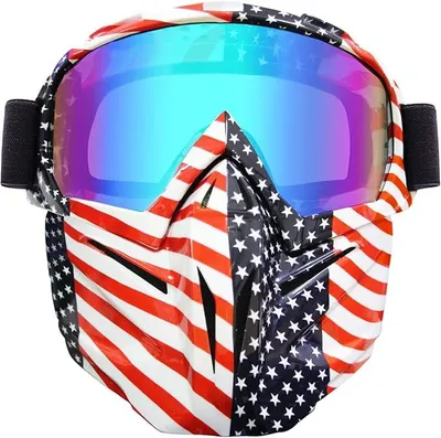 Produktbild von LTC Cross-Enduro Motorradbrille mit abnehmbarer USA Flaggenmaske
