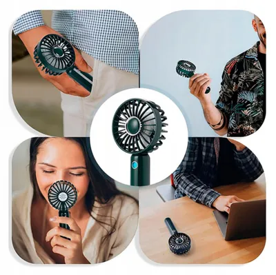 Immagine prodotto di Ventilatore da mano nero 1800 mAh 5 livelli di potenza motore silenzioso design pieghevole per estate