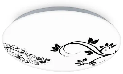 Image de BRILONER KORA LED Plafonnier, lumière blanche neutre, design floral, blanc-noir, 28 x 6,5 cm
