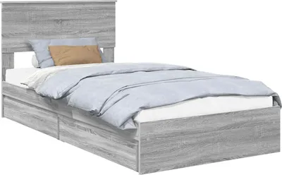 Immagine prodotto di Letto con Contenitore con testiera Grigio Sonoma 100 x 200 cm