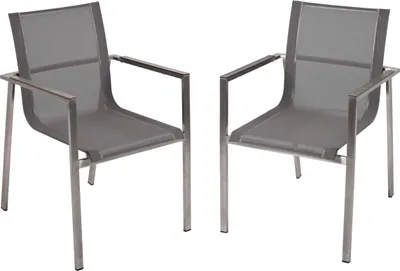 Produktbild von Gartenstuhl 2er Set GUSTAV - Kunststoff, Taupe | Stapelstuhl Wetterfest Gartenstühle Outdoor Essstühle