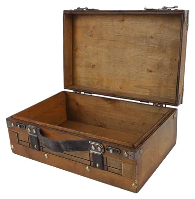Holz-Aufbewahrungsbox mit Scharnierdeckel, 30x24x13 cm, Vintage-Stil, braun