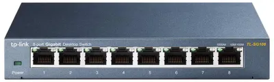 Imagen del producto de Conmutador Gigabit de 8 puertos, para escritorio, de bajo consumo energético, con carcasa metálica