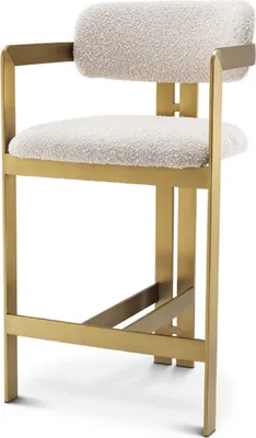 Produktbild von Casa Padrino Luxus Barstuhl Creme / Messing 53 x 44,5 x H. 97 cm - Gepolsterter Edelstahl Barhocker - Luxus Barmöbel