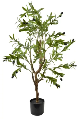 Produktbild von Kunstpflanze Olivenbaum Kunststoff MONDEX Viridis H 115 cm Topf 16x12 cm Grün/Schwarz 1 Stück