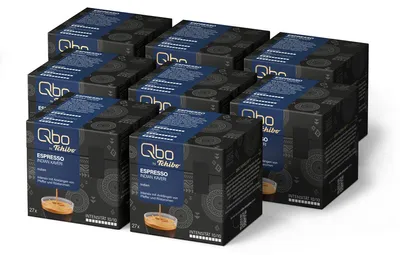 Produktbild von Tchibo Qbo Espresso Indian Kaveri Premium Kaffeekapseln, 216 Stück – 8x27 Kapseln (Espresso, Intensität 10/10, intensiv und pfeffrig), nachhaltig & aus 70% nachwachsenden Rohstoffen¹