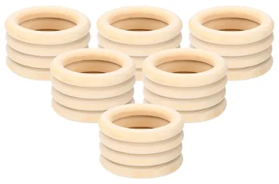Makramee-Holzringe, 24 Stück, 70 mm Ø, 10 mm dick, DIY-Bastelzubehör