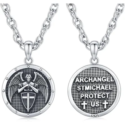 Immagine prodotto di Collana con simboli sacri protettivi, argento sterling 925, regolabile, regalo per uomo