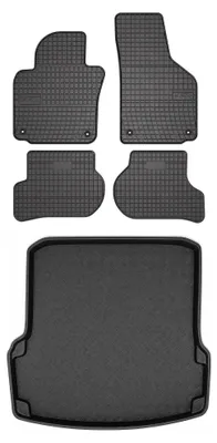 Produktbild von Gummimatten + Kofferraumwanne für Skoda Octavia II 2004-2013 (Limousine) – Schwarz, passgenau – Wielganizator SolidPRO