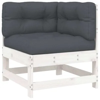 Produktbild von vidaXL Ecksofa mit Kissen Weiß Massivholz Kiefer