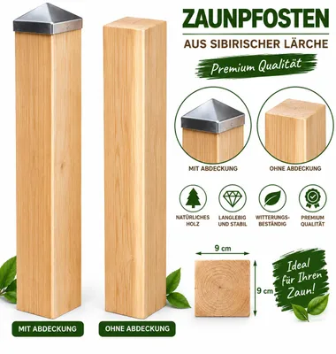 Produktbild von Zaunpfosten 9x9x100cm Form Pfosten MIT Abdeckung, KI-generiertes Bild