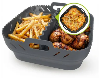 Produktbild von GOURMETmaxx Silikonform 21x21x8cm anthrazit für Heißluft-Fritteusen mit Trennwand