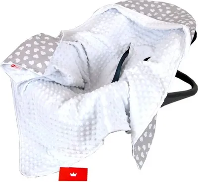Produktbild von BabyLux EINSCHLAGDECKE 90x90 cm Babyschale Minky Decke 7. Weiß + Herzen