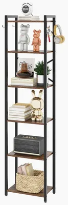Immagine prodotto di Libreria a 6 ripiani, struttura in acciaio, dimensioni 43 x 25 x 182 cm, colore marrone e nero, stile industriale