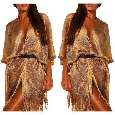 Produktbild von Pareo - Sommertunika - Strand - Luftig - Damenkleid - Boho für den Strand - Boho - Gold