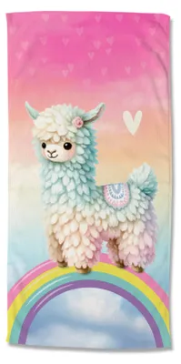 Produktbild von Beach towel Good Morning 75x150 cm - llama with rainbow