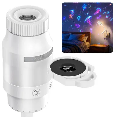 Produktbild von Galaxy Projektor Nachtlicht 2-in-1 360° verstellbar | USB, 6 Folien | Sternenhimmel LED für Schlafzimmer & Party