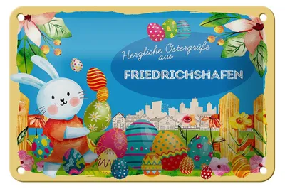 Produktbild von Blechschild Ostern Ostergrüße 18x12cm FRIEDRICHSHAFEN Geschenk Deko