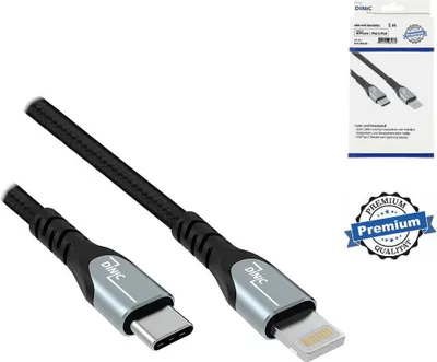 Produktbild von DINIC USB-C auf Lightning Sync- und Schnellladekabel, 2 m, Schwarz