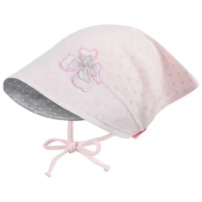 Produktbild von Kopftuch Sommer Mütze Schirmmütze Stirnband Mädchen Baumwolle, Gr. S (40/42), Hellrosa-Grau