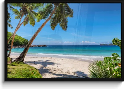 Produktbild von MuchoWow® MuchoWow® Gerahmtes Poster Strand - Meer - Palmen - Sonne 90x60 cm - Poster mit zchwarzem Bilderrahmen - Fotorahmen - Foto-Plakat