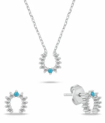 Produktbild von Silbernes Schmuckset Hufeisen mit Zirkonen SET282WTQ ( Halskette, Ohrringe)