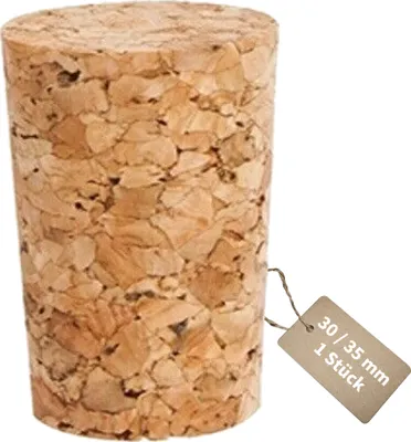 Produktbild von MIKONI Naturkork | 30/35 mm | 1 Stück | Fasskorken Flaschenkorken Korken Gummistopfen Stopfen Spitzkorken Naturkorken Flaschenkorken Spitzkorken