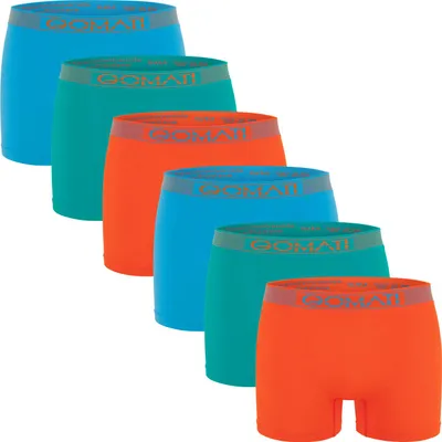 Produktbild von Gomati Herren Seamless Pants (6er Pack) Nahtlose Boxershorts aus Microfaser-Elasthan - Petrol Orange Azure XXL