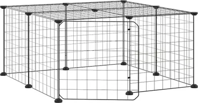 Obrázok produktu pre vidaXL 12-dielna klietka pre domáce zvieratá s dvierkami čierna 35x35 cm oceľ