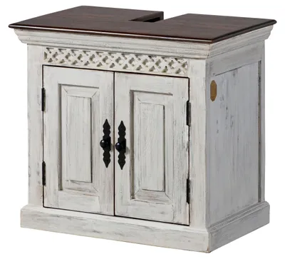Immagine prodotto di MASSIVMOEBEL24 | Mobile lavabo in legno di acacia / mango - bianco cerato 66x41x60 castle-antik #111