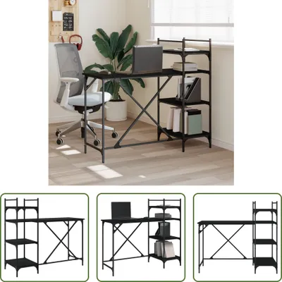 Zdjęcie produktu dla The Living Store Biurko komputerowe z półką czarne 120x47x109 cm