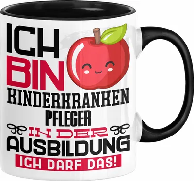Produktbild von Kinderkrankenpfleger Ausbildung Tasse Geschenk Ich Bin Kinderkrankenpfleger In Der Ausbildung Ich Darf Das Geschenkidee Spruch (Schwarz)