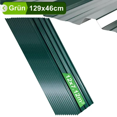 Obrázok produktu pre Vigevee, 24 kusov, plechové strešné dosky, hrúbka 0,25 mm, rozmer 129 x 46 cm, zelená farba, pozinkovaná oceľ, celková plocha cca 14 m²