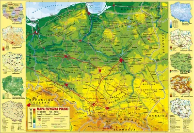 Obrázek produktu pro Derform Podkład oklejany Mapa Fizyczna Polski, 1 sztuka