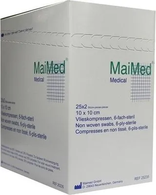 Produktbild von MaiMed Vlieskompressen steril 6-lagig 25 x 2 Stück 10 x 10 cm